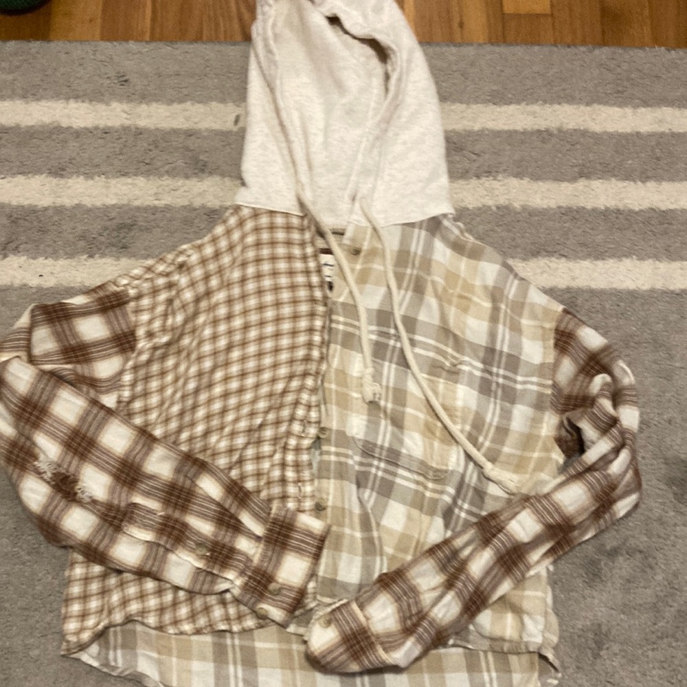 American eagle XS flannel hooded button up